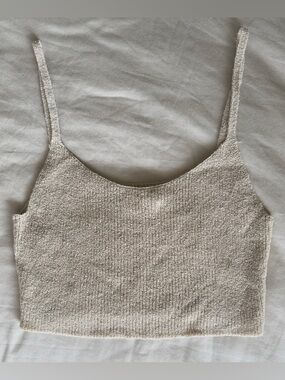 Aritzia Wilfred Free Women's Cream Beige Knit Cropped Tank Sleeveless Size S 🤍